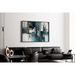 Abstrakt målning – urbana fragment | Modern väggposter i kalla färger och orange accenter