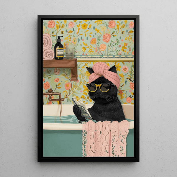 Tableau Chat Relax dans la Baignoire