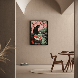 Tableau Chat et Bocal à Poissons