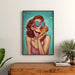 Pop Art-målning – Sommarens sötma | Colorerad vintage poster av en kvinna med glass