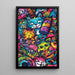 Pop Art-målning – Jungle Féline | Poster med färgglada fantasifulla katter