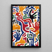 Pop Art-målning – Handrörelse | Färgglad abstrakt poster med stiliserade händer