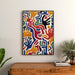 Pop Art-målning – Handrörelse | Färgglad abstrakt poster med stiliserade händer