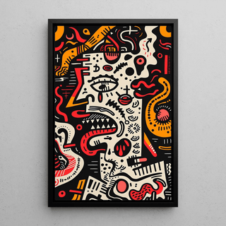 Tableau Pop Art – Visage Déstructuré | Affiche Abstraite Colorée Style Graphique Brut | Poster Émotionnel et Urbain pour Déco Contemporaine