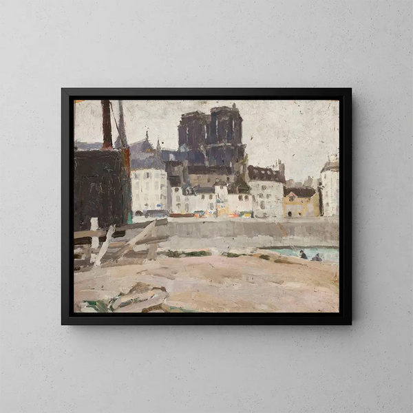 Landskap med katedralen Notre-Dame - Tadeusz Makowski — inramlat konstverk på väggen