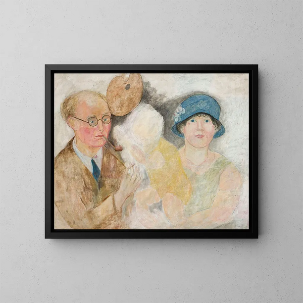 Portrait av en konstnär och hans familj - Tadeusz Makowski — inramlat konstverk på väggen