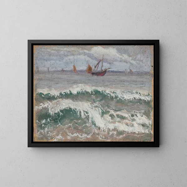 Mer orageuse avec des bateaux - Tadeusz Makowski — inramlat konstverk på väggen