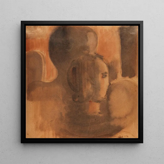 Tête de fille devant une silhouette de figure sombre - Oskar Schlemmer