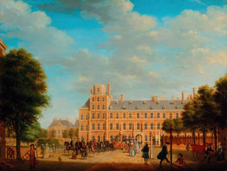 Tethart Philip Christian Haag - A view of The Hague with Prince William V and Duke Louis Ernest of BrunswickLneburg leaving the Buitenhof.webp