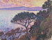parasolstol nära Medelhavet vid solnedgången - Theo van Rysselberghe — vy av konstverket