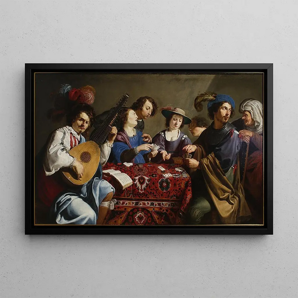 Kortspel - Theodoor Rombouts — inramlat konstverk på väggen