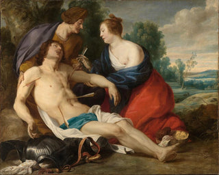 Sainte Irène tar bort pilarna från helgon Sebastian's sår - Theodoor Rombouts — vy av konstverket