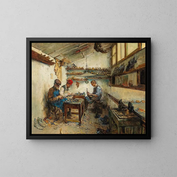 Atelier de cordonnier - Theodor Josef Ethofer — inramlat konstverk på väggen