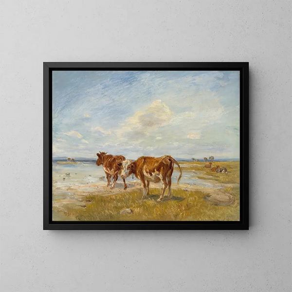 Vaches sur la plage (esquisse) - Theodor Philipsen — inramlat konstverk på väggen