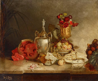 Theodore Clement Steele - Still Life of Fruit and Urn.webp