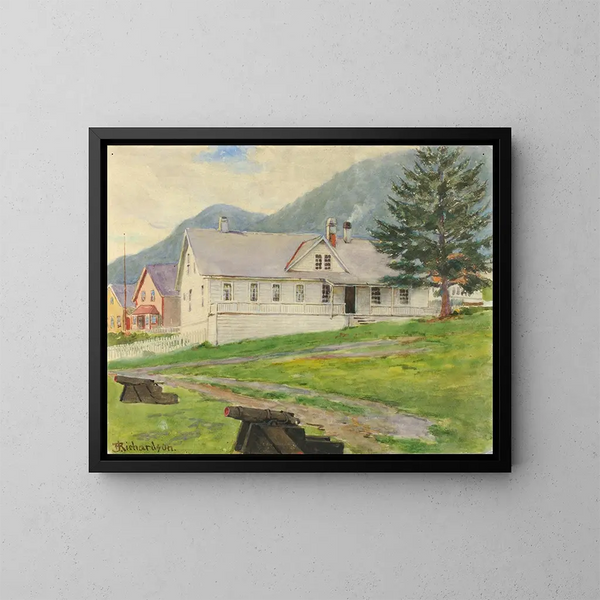 Maison des anciens gouverneurs, Sitka, 1905 - Theodore J. Richardson — inramlat konstverk på väggen