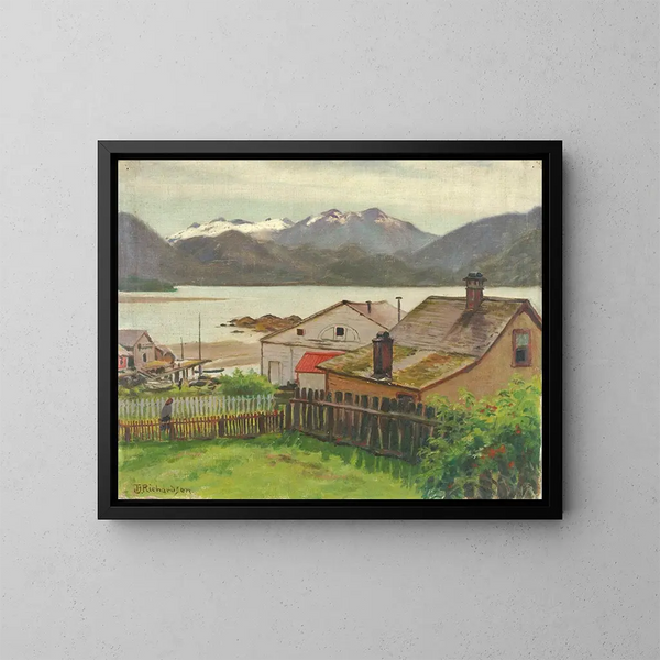 I det gamla kvarteret i Sitka 1900 - Theodore J. Richardson — inramlat konstverk på väggen