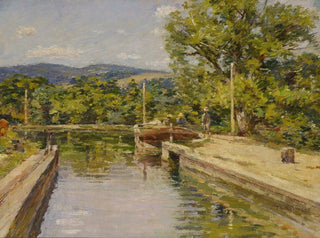 Scen vid kanal - Theodore Robinson — vy av konstverket