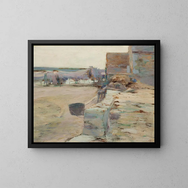 fiskebodar i Frankrike - Theodore Robinson — inramlat konstverk på väggen