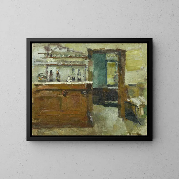 Le bar de l'Hôtel Baudy, Giverny - Theodore Robinson — inramlat konstverk på väggen