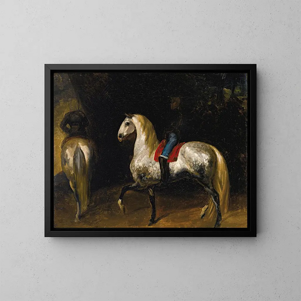 grå hästar med fläckar - Théodore Géricault — inramlat konstverk på väggen