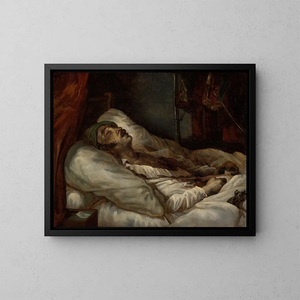 Le général Letellier sur son lit de mort - Théodore Géricault — inramlat konstverk på väggen