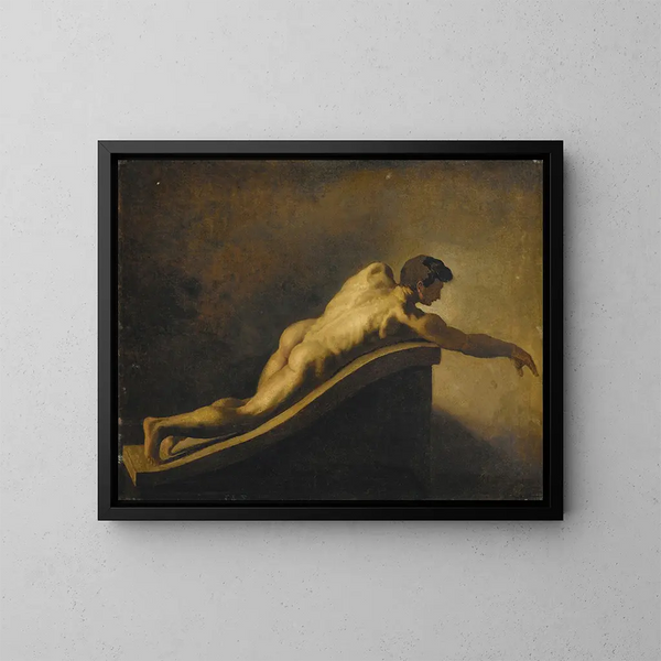 en liggande man - Théodore Géricault — inramlat konstverk på väggen