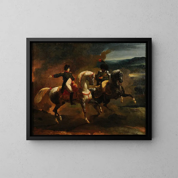 Napoléon ger en order till en överste officer för Guiderna - Théodore Géricault — inramlat konstverk på väggen