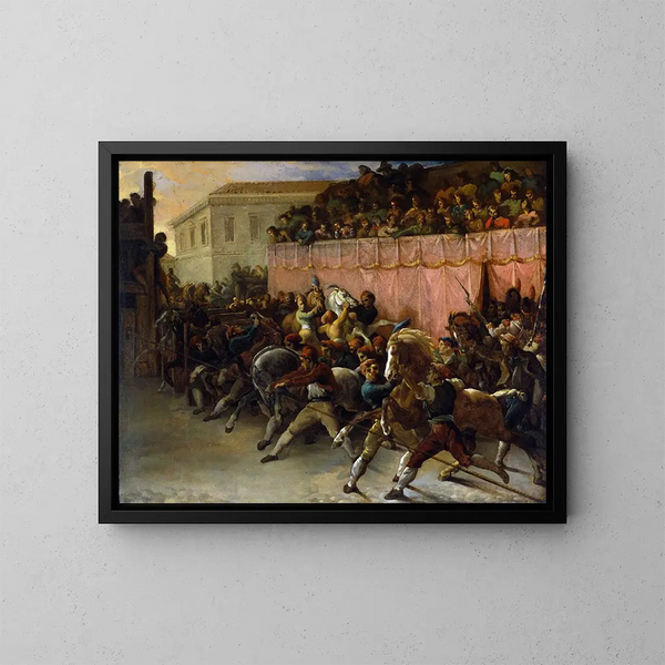 Coureurs sans cavalier à Rome - Théodore Géricault — inramlat konstverk på väggen