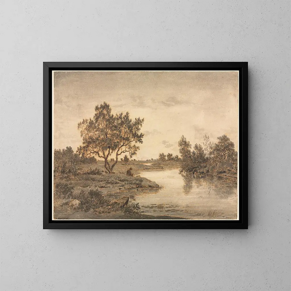 Le Pêcheur - Théodore Rousseau — inramlat konstverk på väggen