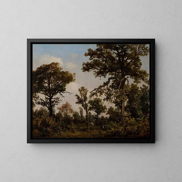 La grande forêt de chênes de Fontainebleau - Théodore Rousseau — inramlat konstverk på väggen