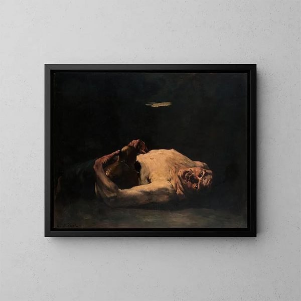La bouteille vide - Théodule Ribot — inramlat konstverk på väggen