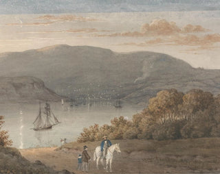 Thomas Bradshaw - Port Louis from La Petite Montagne Twilight with a Rider and Figures in Foreground.webp