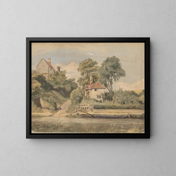 Landskap - Thomas Churchyard — inramlat konstverk på väggen
