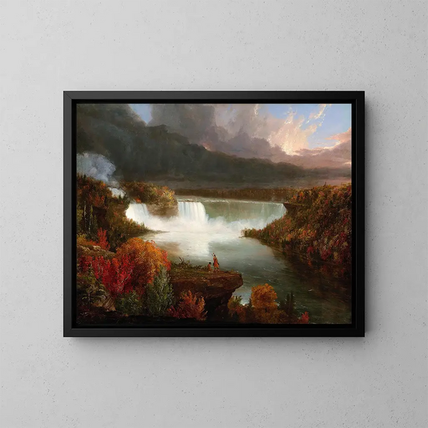 lägsen vy över Niagarafallen - Thomas Cole — inramlat konstverk på väggen