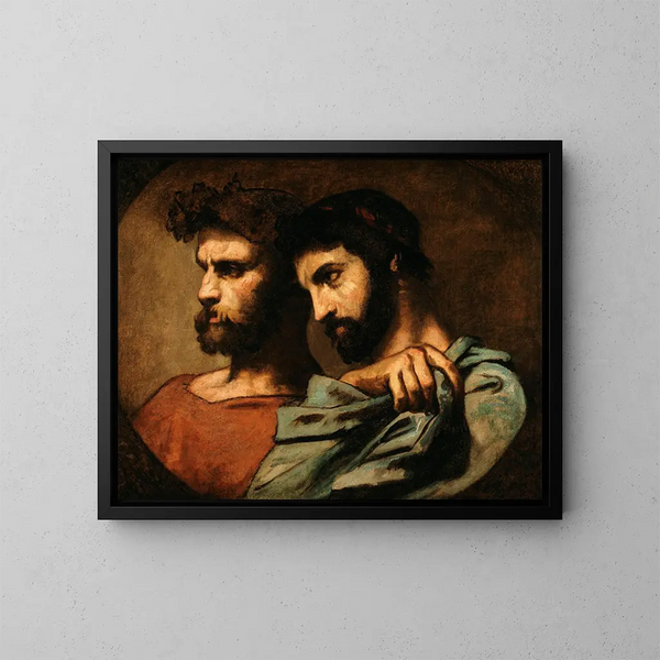 Les deux philosophes - Thomas Couture — inramlat konstverk på väggen