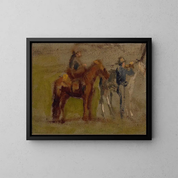 Studie för Cowboys i Badlands - Thomas Eakins — inramlat konstverk på väggen
