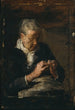 kvinna som stickar - Thomas Eakins — vy av konstverket