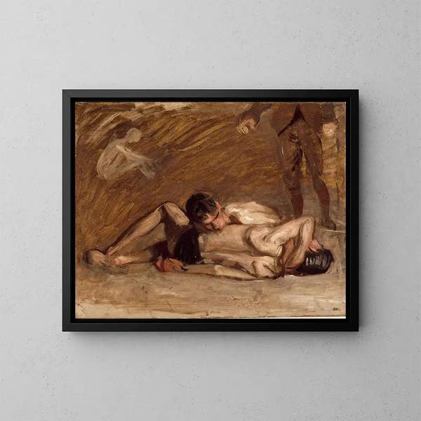 Lutteurs - Thomas Eakins — inramlat konstverk på väggen