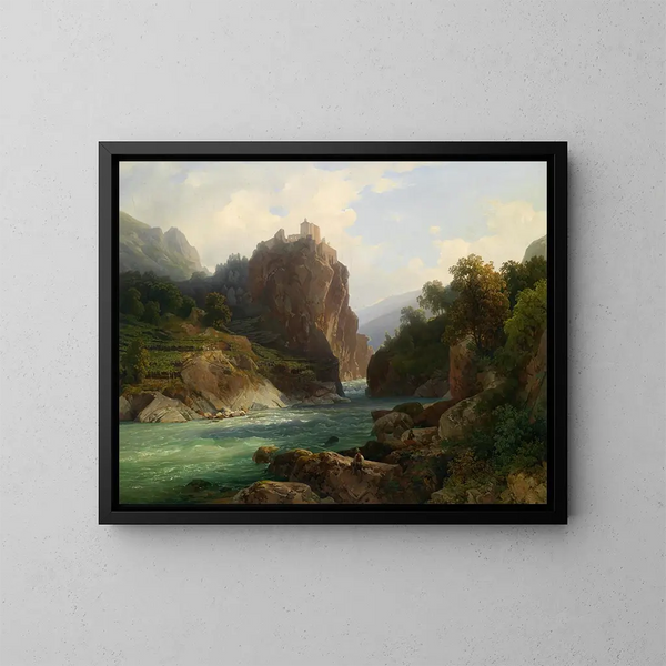 Vue sur la Zenoburg près de Meran - Thomas Ender — inramlat konstverk på väggen