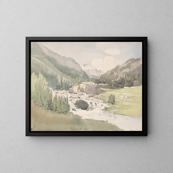 Vallée de montagne - Thomas Ender — inramlat konstverk på väggen