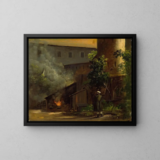 Thomas Fearnley - From a Courtyard at the Scharfenberg Castle near Dresden.webp