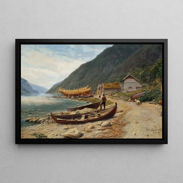 Gravensfjord - Thomas Fearnley — inramlat konstverk på väggen