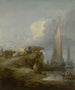 kustscen med fartyg och boskap - Thomas Gainsborough — vy av konstverket