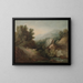 landskapsbild med skog, klippor, dal och damm - Thomas Gainsborough — inramlat konstverk på väggen