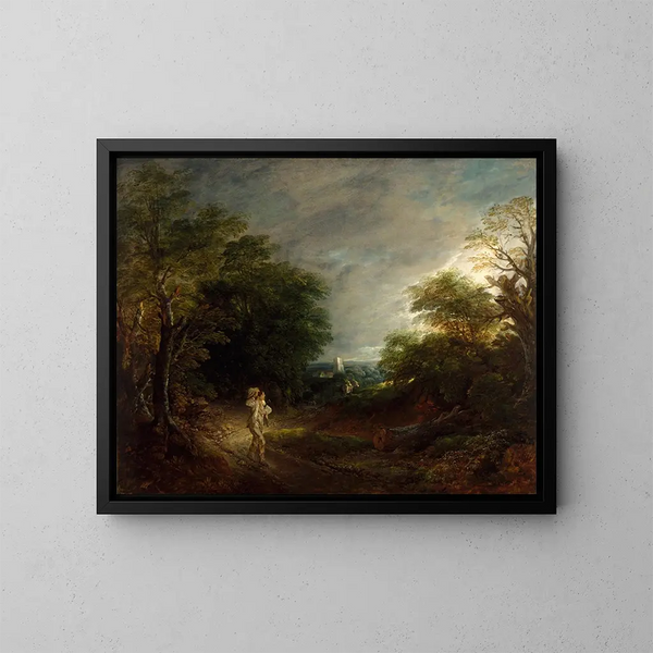 Landskap med skog och en skogshuggare - Thomas Gainsborough — inramlat konstverk på väggen