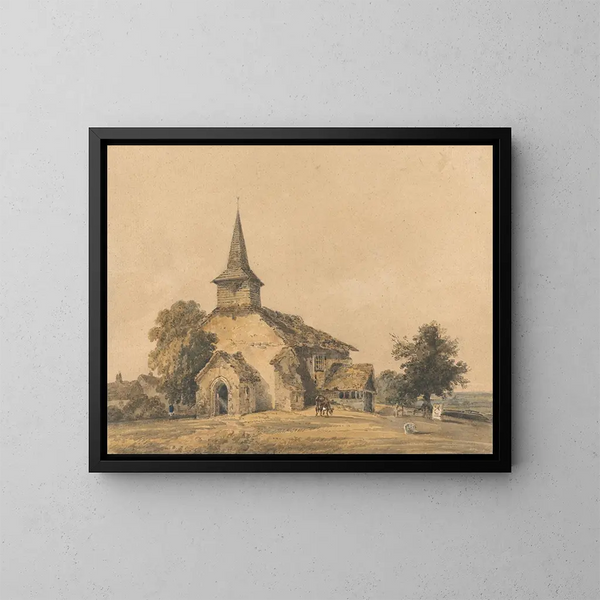 kyrkan i kapellet, Surrey - Thomas Girtin — inramlat konstverk på väggen