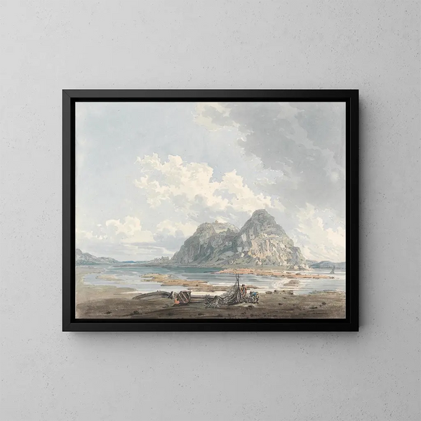 Rocher et château de Dumbarton - Thomas Girtin — inramlat konstverk på väggen