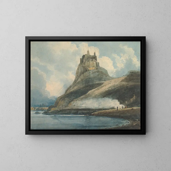 Château de Lindisfarne, Île Sainte-Marie, Northumberland - Thomas Girtin — inramlat konstverk på väggen