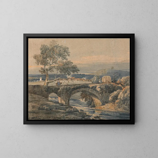 Le vieux pont à Devon - Thomas Girtin — inramlat konstverk på väggen